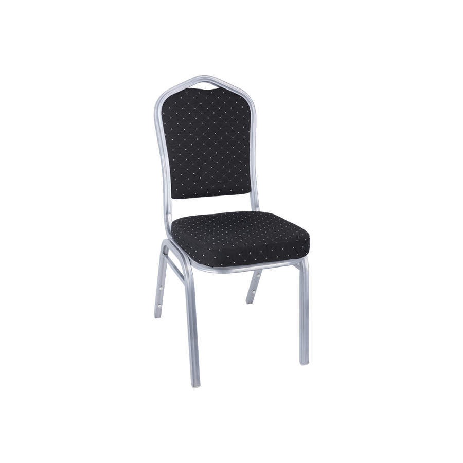 Premium Banquet Stacking Chair Black With Pattern / Silver Frame