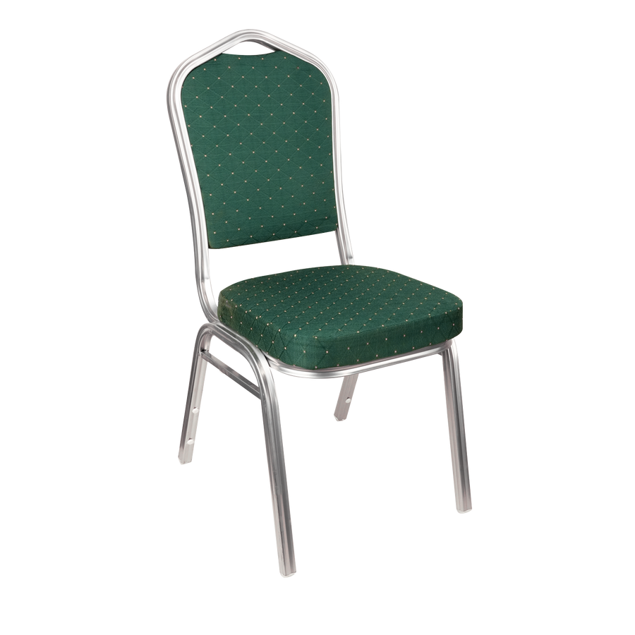 Premium Banquet Stacking Chair Green With Pattern / Silver Frame
