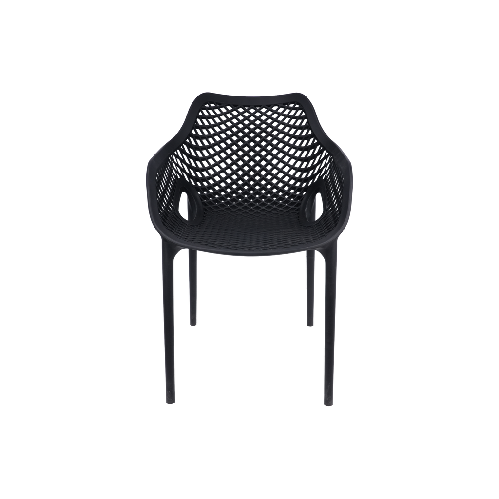 Air XL Armchair Black – Stackable Outdoor Café Chair for Coffee Shops, Patios & Home Gardens