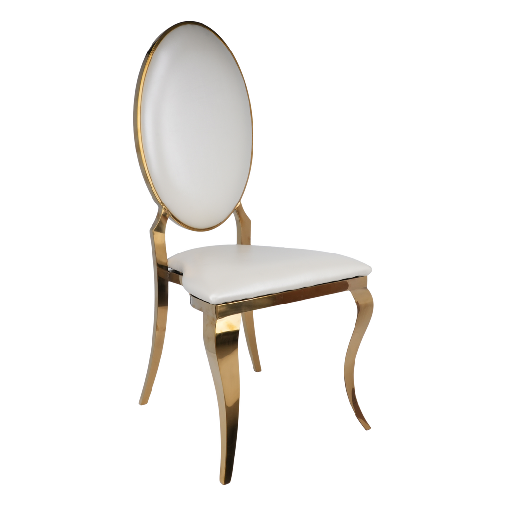 Opal Oval Back PU Leather Stacking Chair - Off White