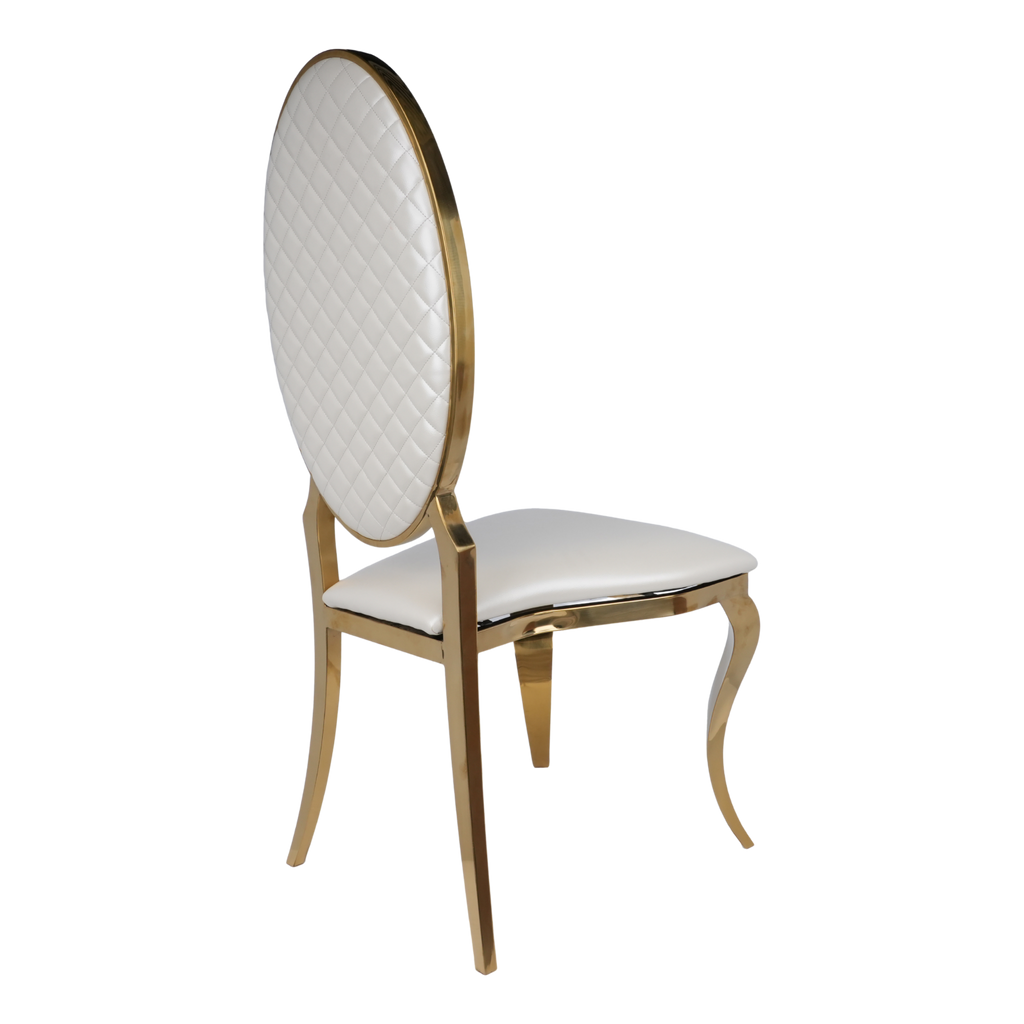 Opal Oval Back PU Leather Stacking Chair - Off White