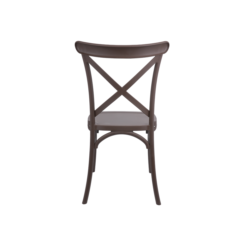 The Elmwood Polypropylene Crossback Caffe Stacking Chair - Cappuccino