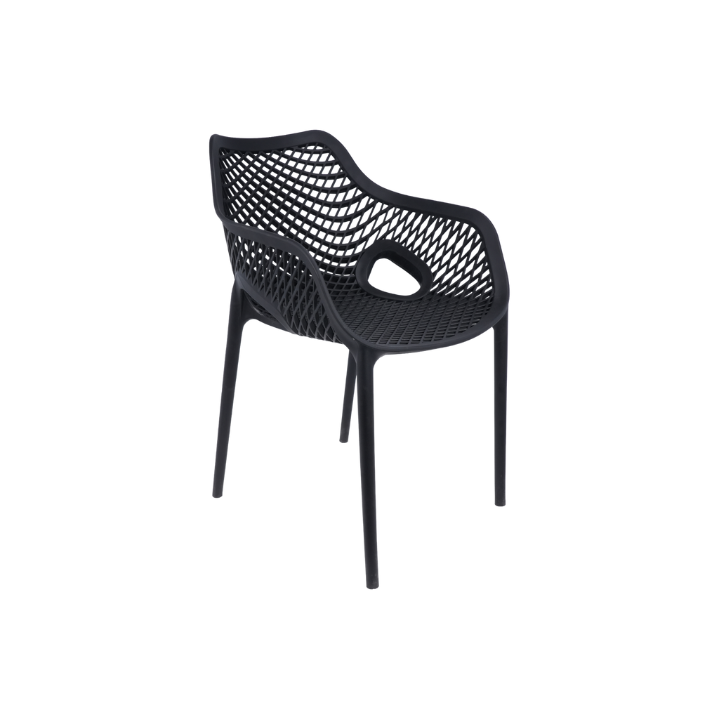 Air XL Armchair Black – Stackable Outdoor Café Chair for Coffee Shops, Patios & Home Gardens