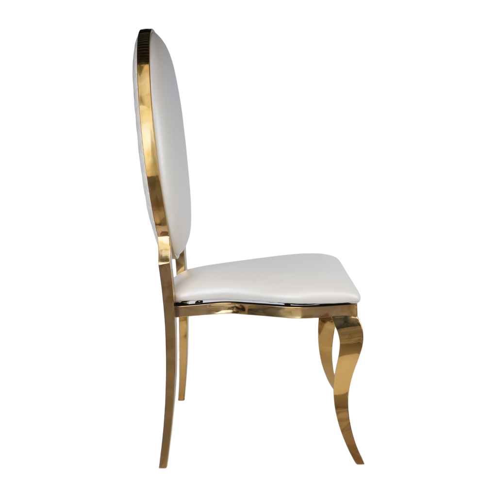 Opal Oval Back PU Leather Stacking Chair - Off White