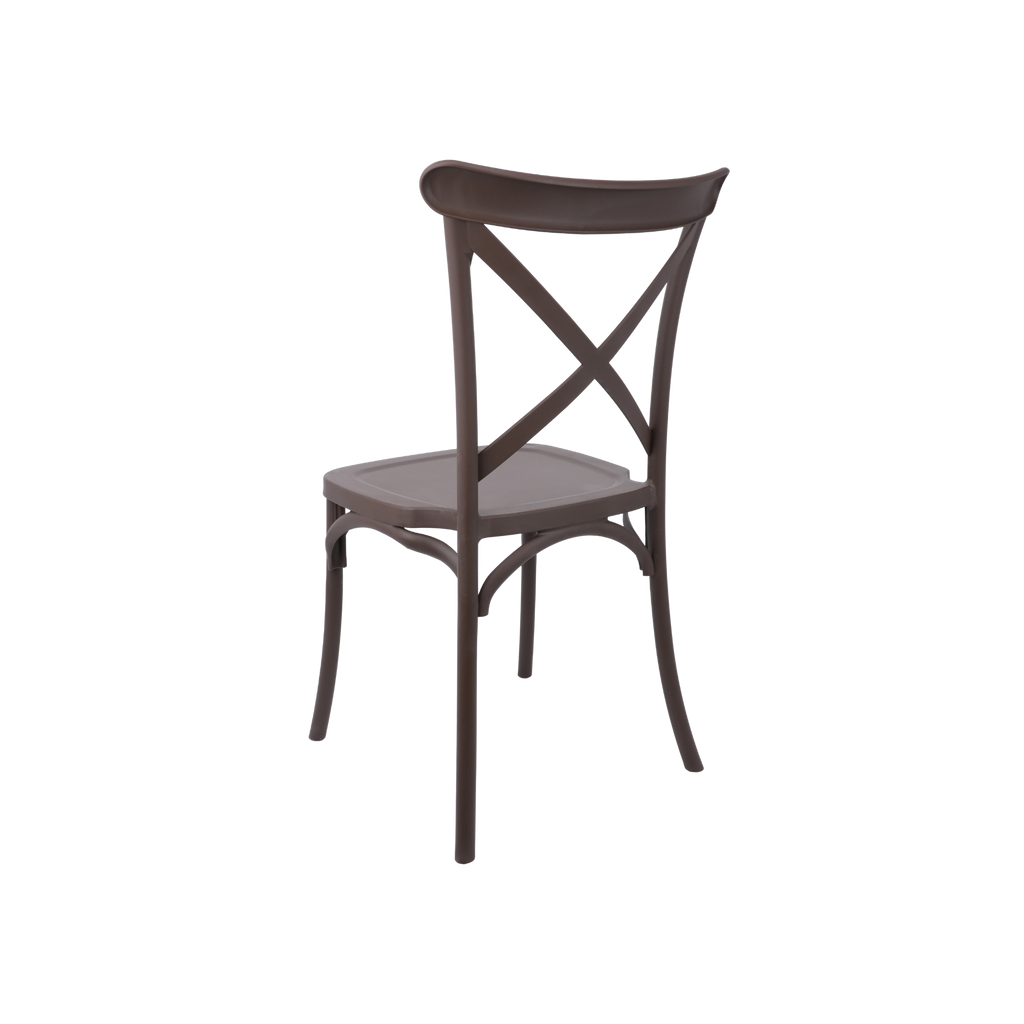 The Elmwood Polypropylene Crossback Caffe Stacking Chair - Cappuccino
