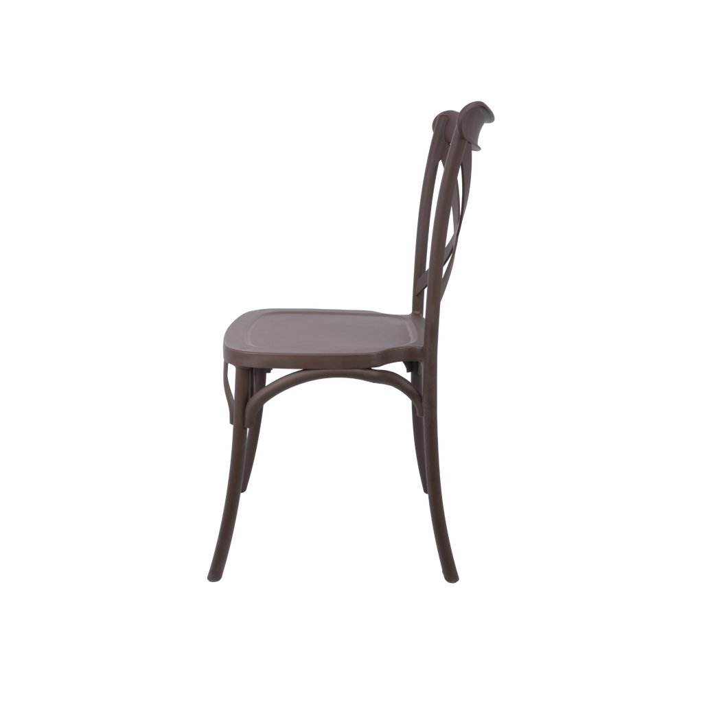 The Elmwood Polypropylene Crossback Caffe Stacking Chair - Cappuccino