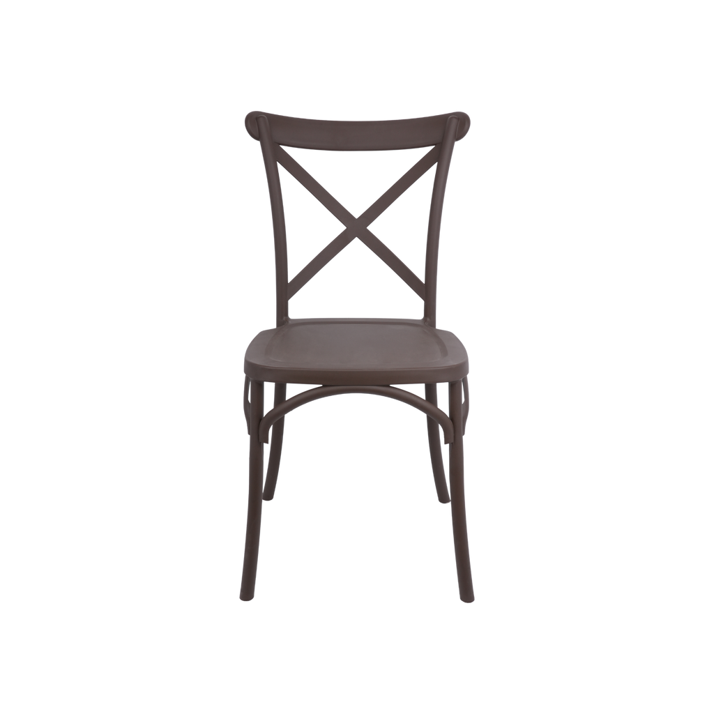The Elmwood Polypropylene Crossback Caffe Stacking Chair - Cappuccino