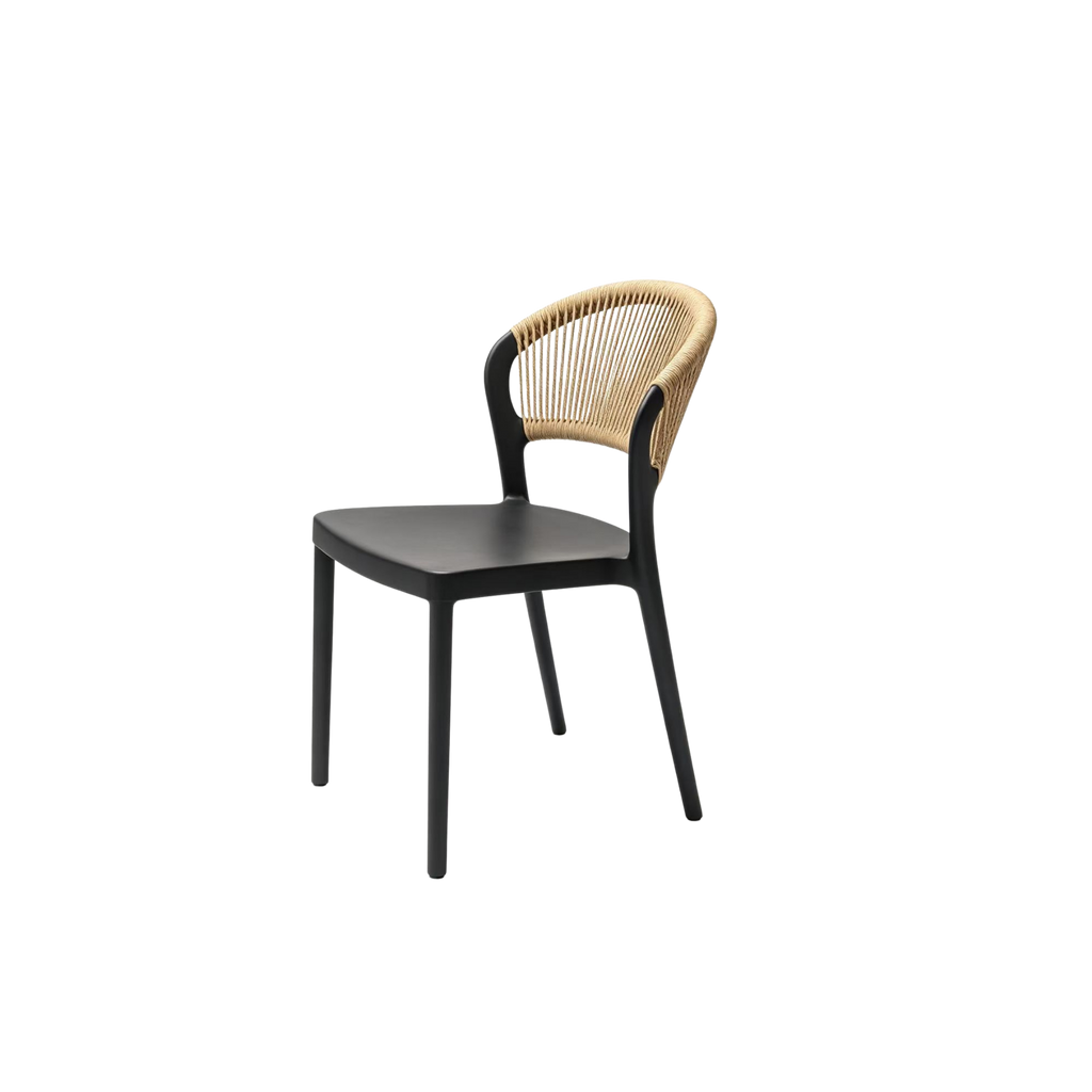 Coastal Rope-Back Polypropylene Black/Cream – Indoor & Outdoor Café and Garden Chair
