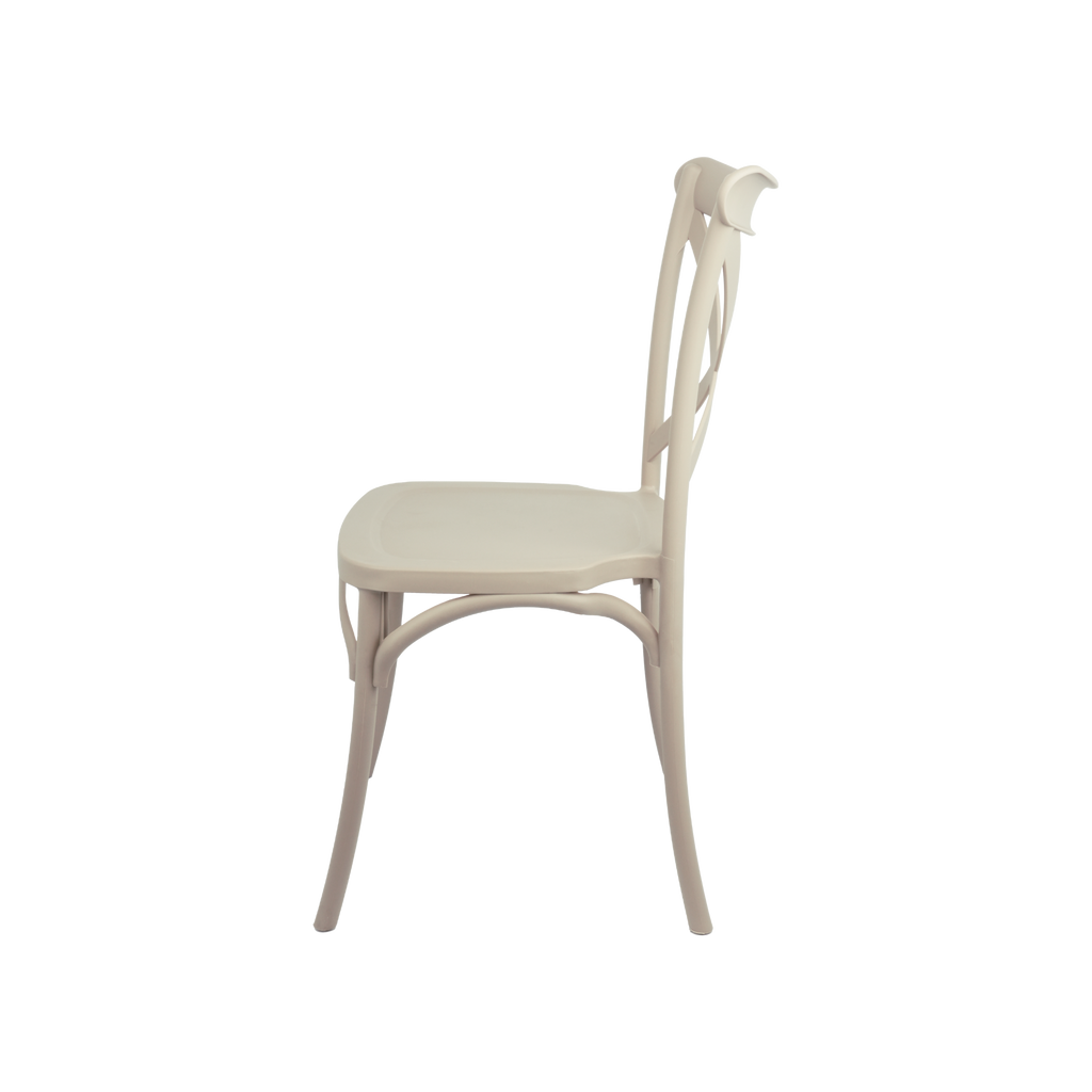 The Elmwood Polypropylene Crossback Caffe Stacking Chair - Beige