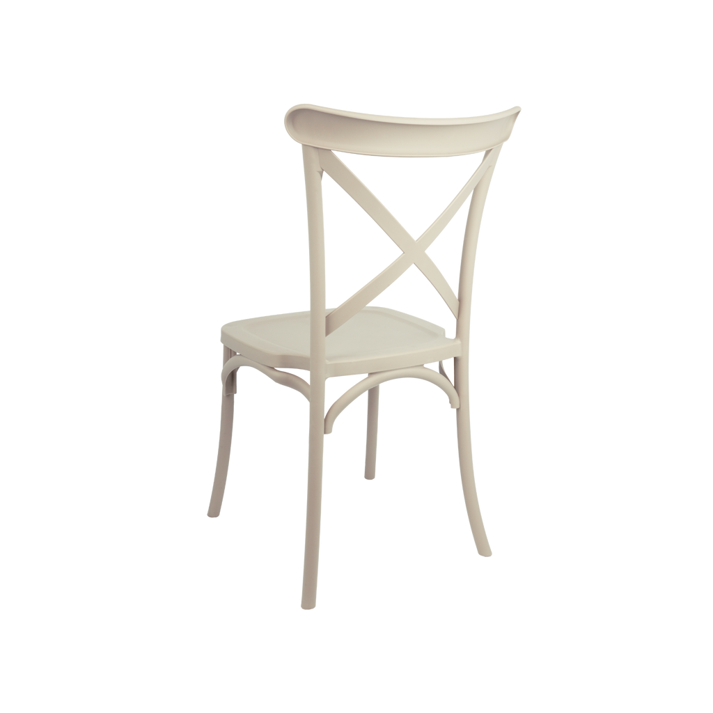The Elmwood Polypropylene Crossback Caffe Stacking Chair - Beige