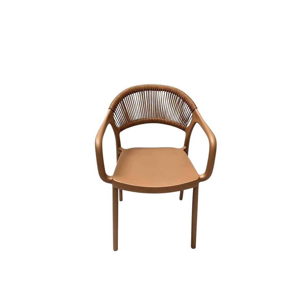 Coastal Rope-Back Polypropylene Armchair Brown – Indoor & Outdoor Café and Garden Chair