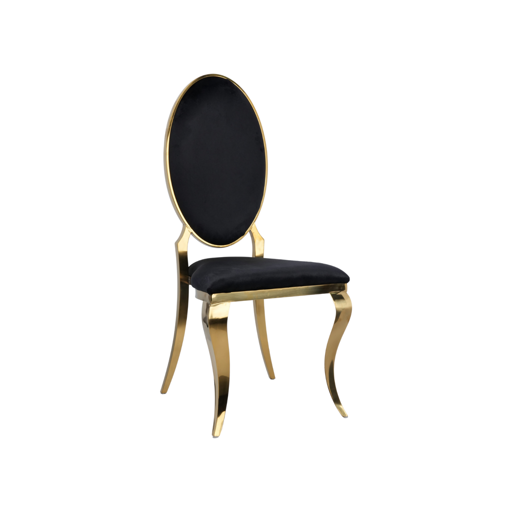 Opal Oval Back Velvet Stacking Chair Black