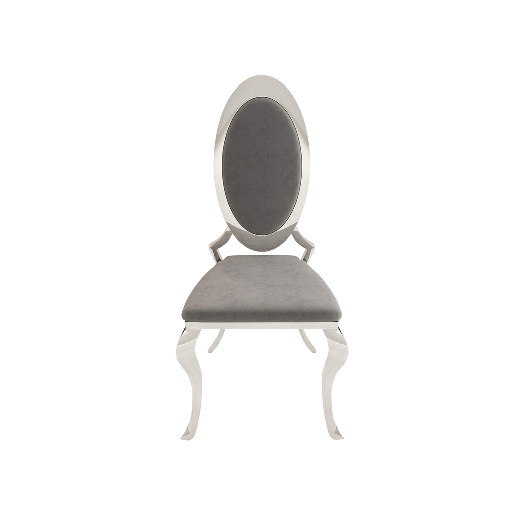 Opal Oval Nova Back Velvet Stacking Chair - Silver