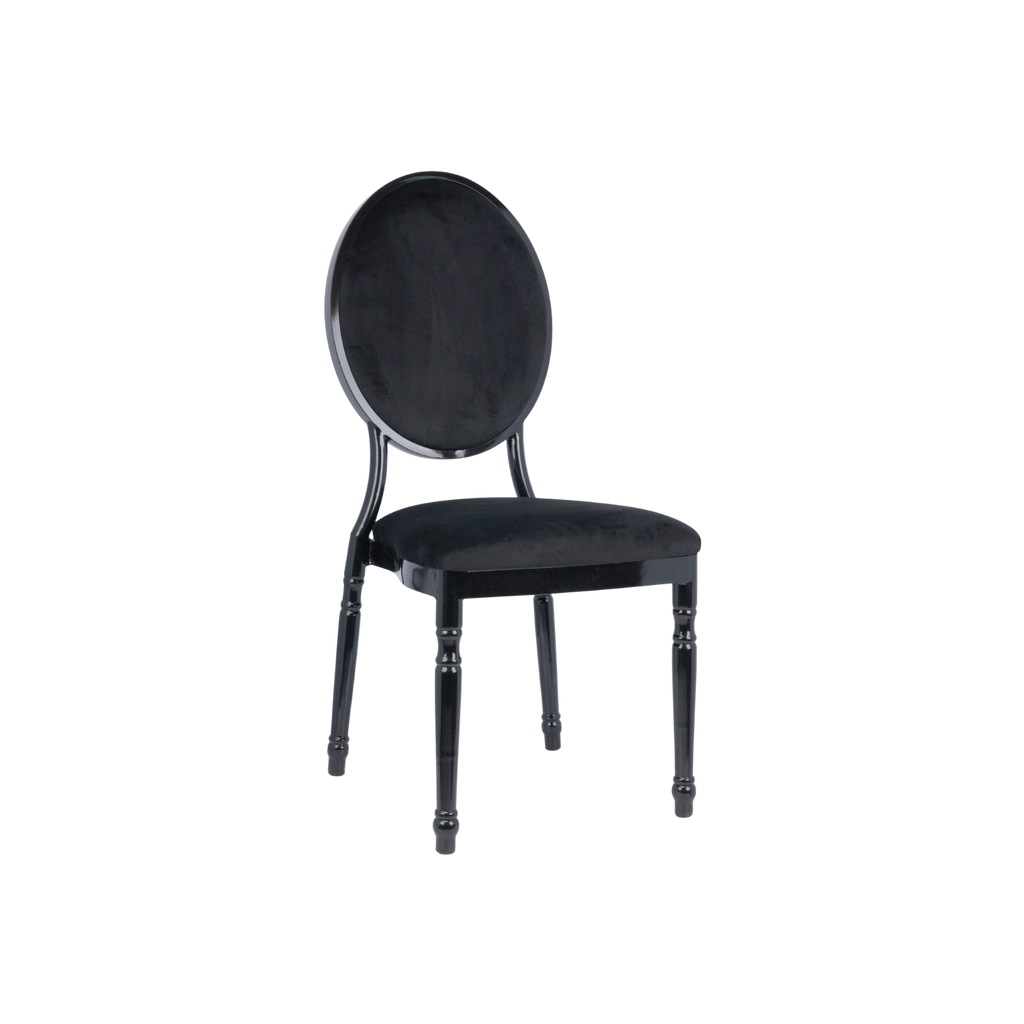 Luxe Velvet Round Back Stacking Chair - Black