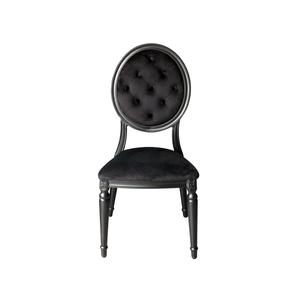 Louis Alure Aluminium Oval Stacking Chair Black