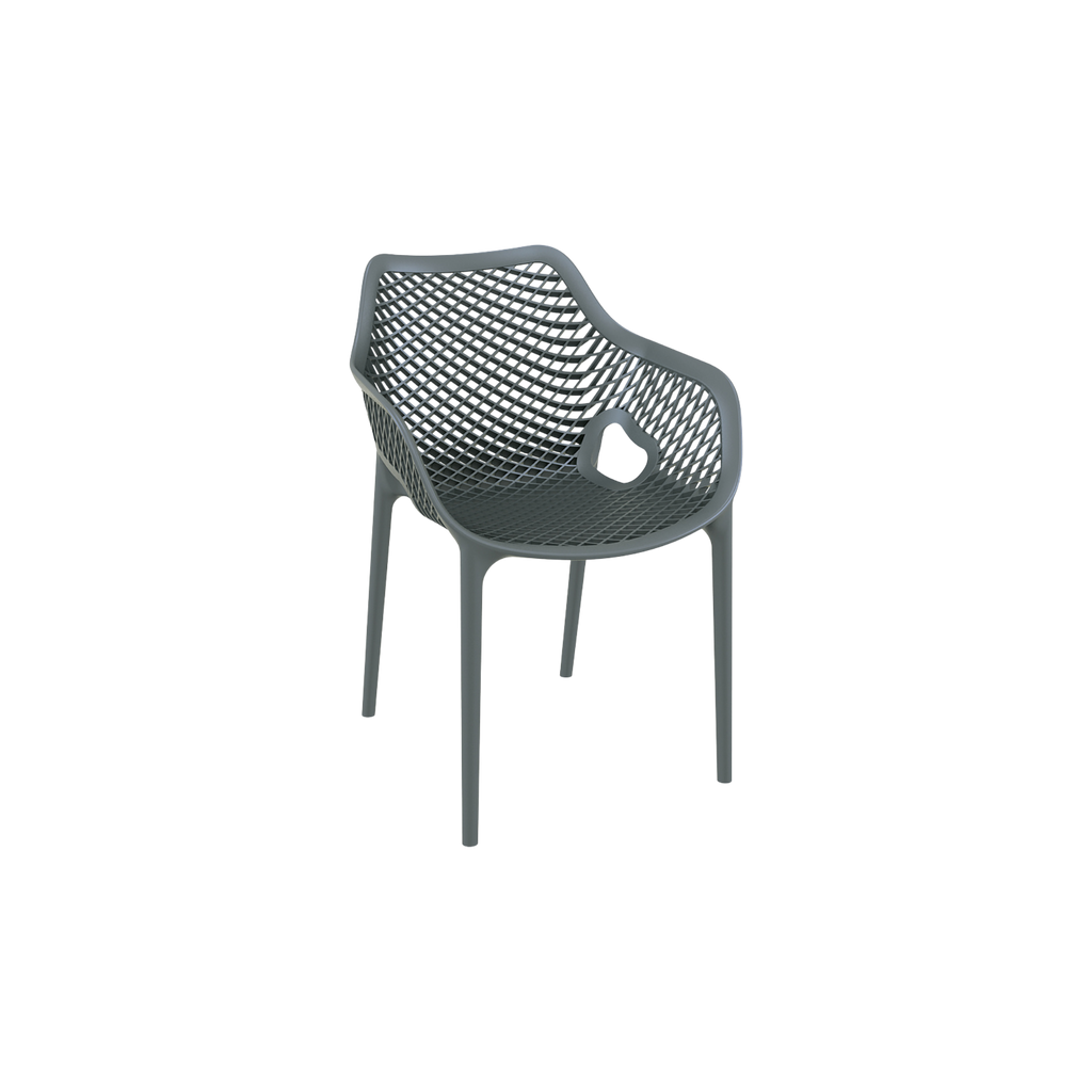Air XL Armchair Charcoal – Stackable Outdoor Café Chair for Coffee Shops, Patios & Home Gardens