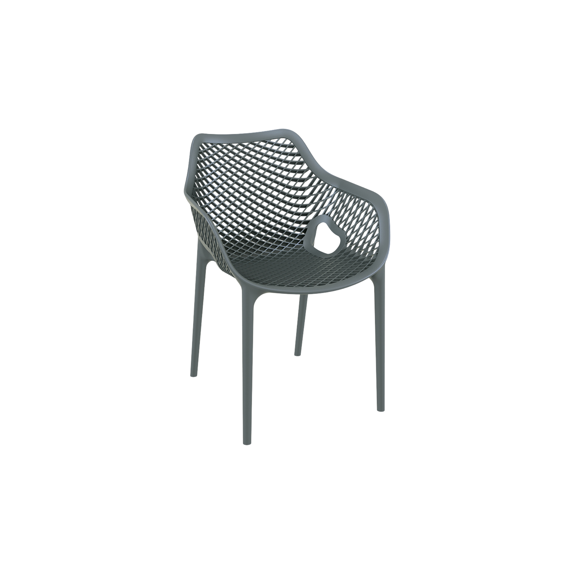 Air XL Armchair Charcoal – Stackable Outdoor Café Chair for Coffee Shops, Patios & Home Gardens