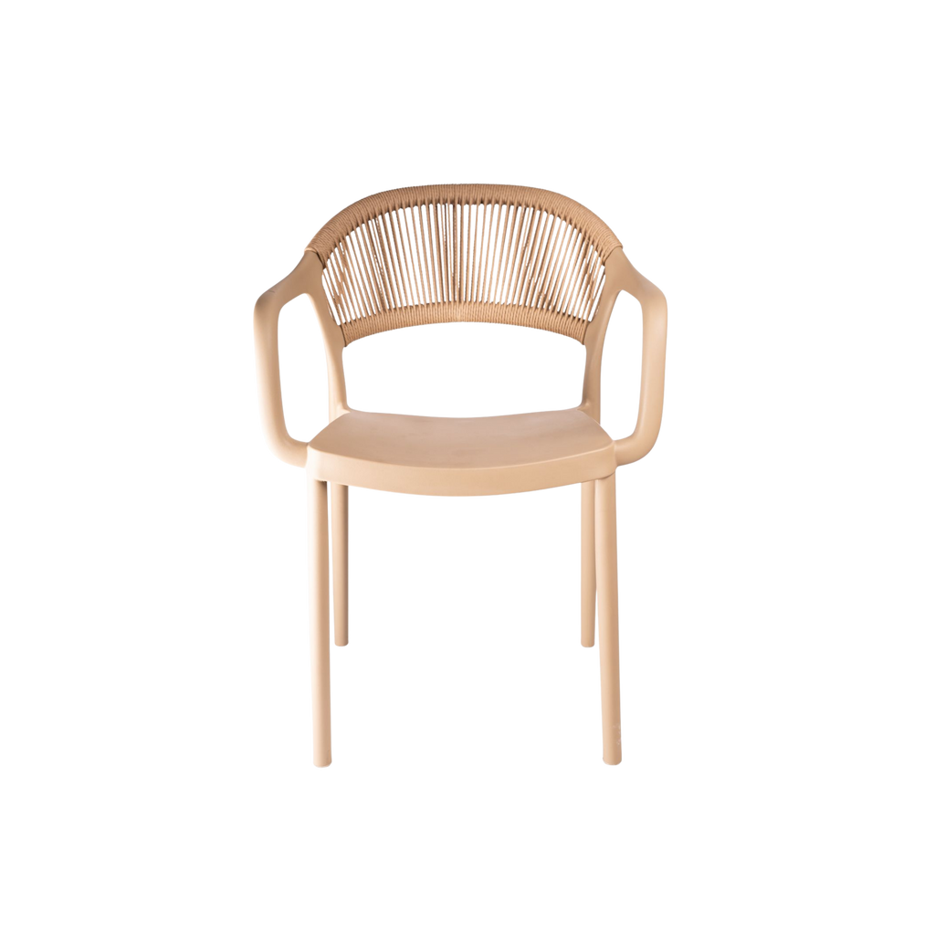 Coastal Rope-Back Polypropylene Armchair Cream – Indoor & Outdoor Café and Garden Chair