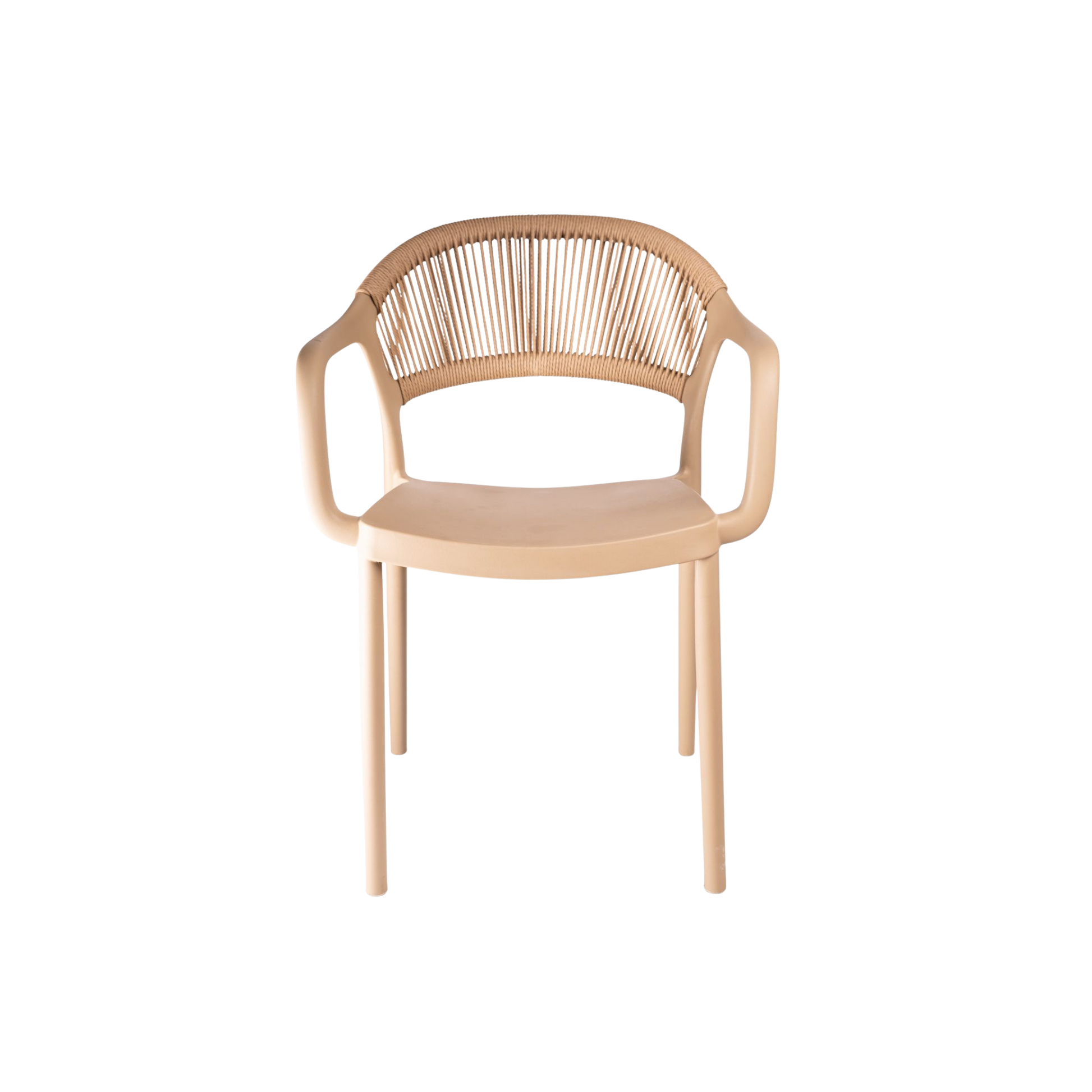 Coastal Rope-Back Polypropylene Armchair Cream – Indoor & Outdoor Café and Garden Chair