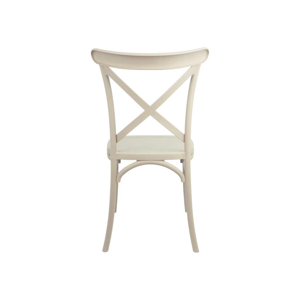 The Elmwood Polypropylene Crossback Caffe Stacking Chair - Beige