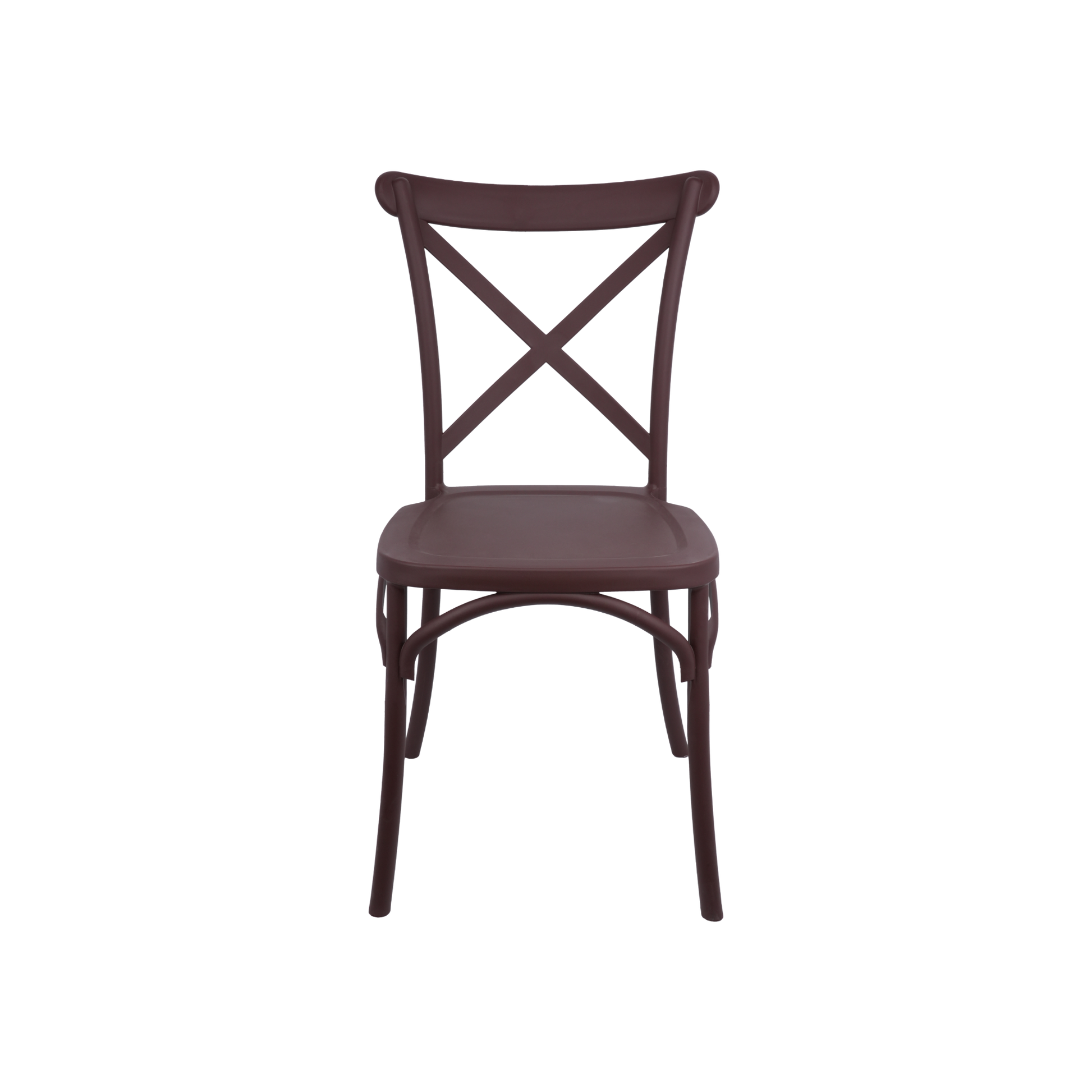 The Elmwood Polypropylene Crossback Caffe Stacking Chair - Chocolate Brown