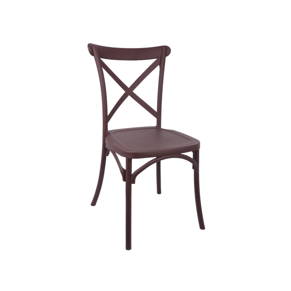 The Elmwood Polypropylene Crossback Caffe Stacking Chair - Chocolate Brown