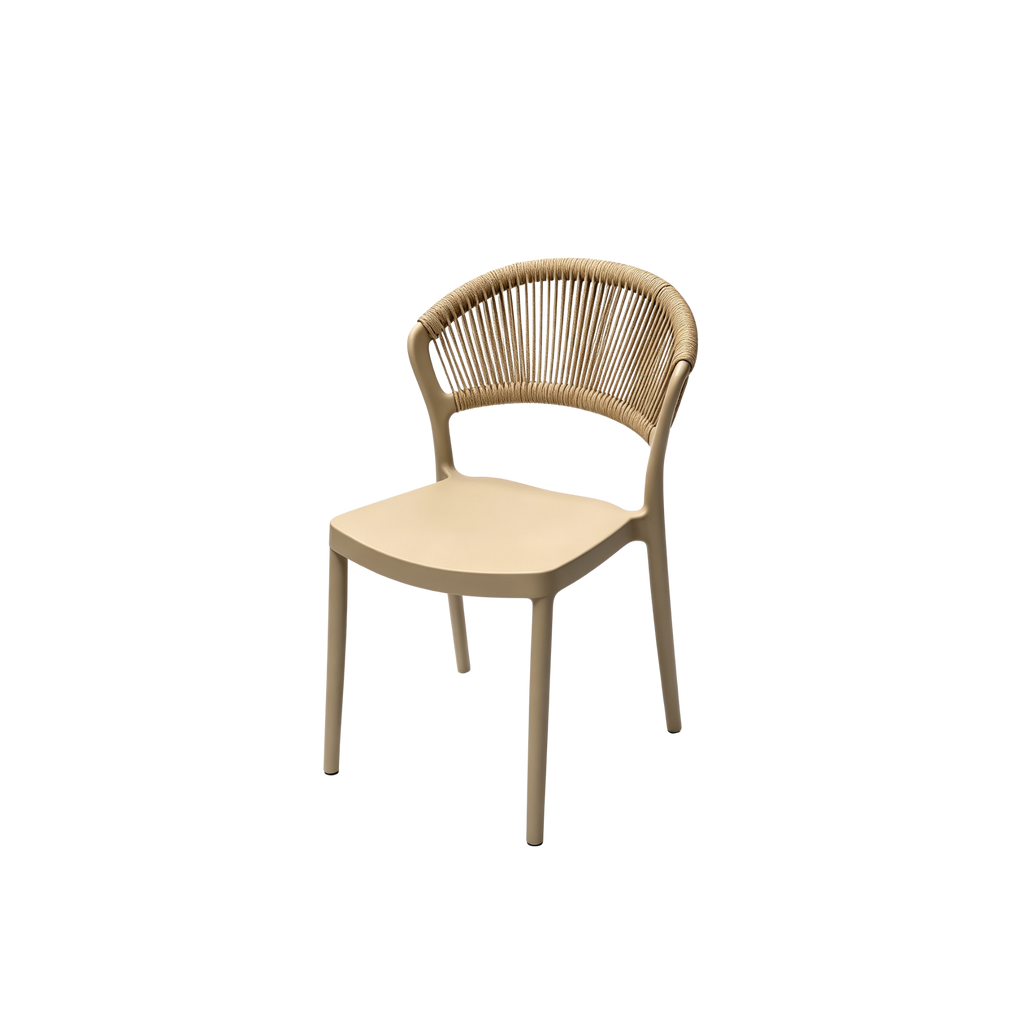 Coastal Rope-Back Polypropylene Cream – Indoor & Outdoor Café and Garden Chair