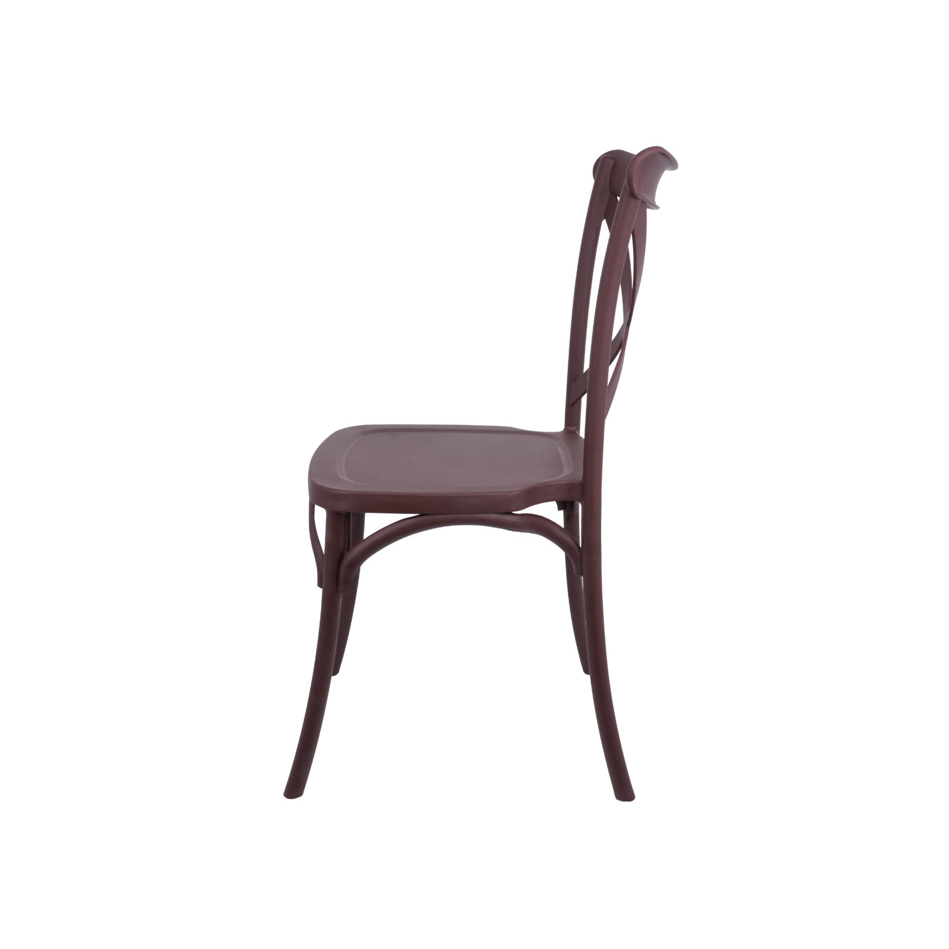 The Elmwood Polypropylene Crossback Caffe Stacking Chair - Chocolate Brown