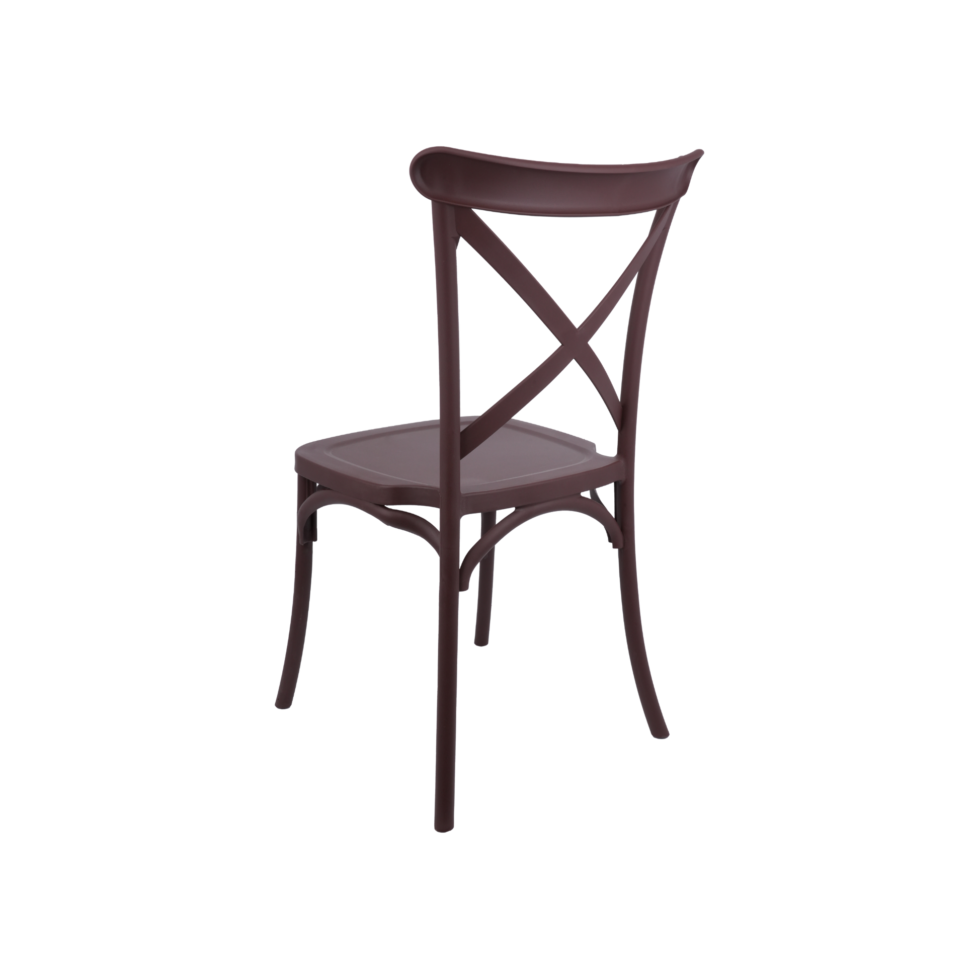 The Elmwood Polypropylene Crossback Caffe Stacking Chair - Chocolate Brown