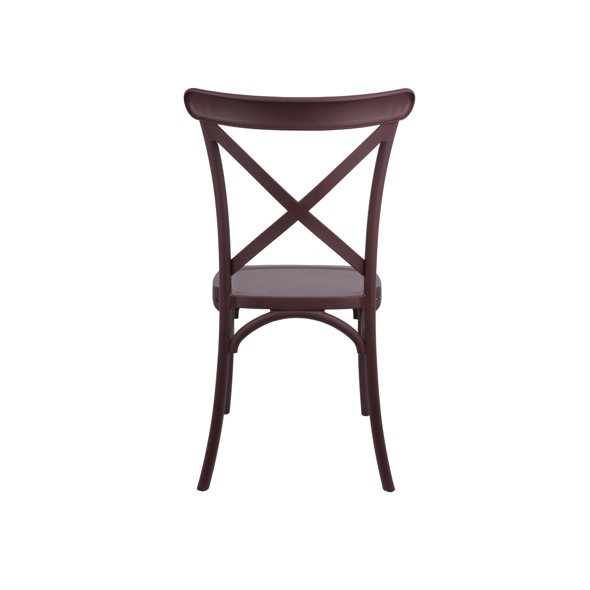 The Elmwood Polypropylene Crossback Caffe Stacking Chair - Chocolate Brown