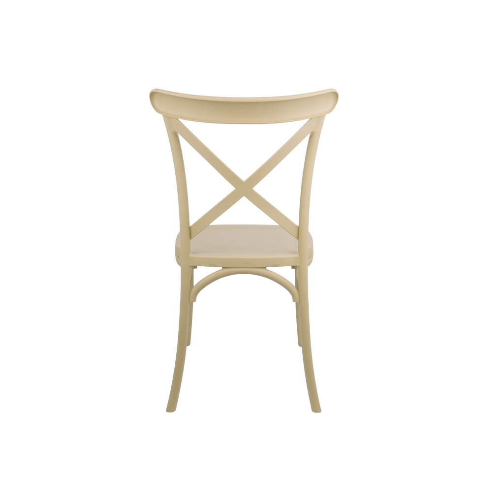 The Elmwood Polypropylene Crossback Caffe Stacking Chair - Sand