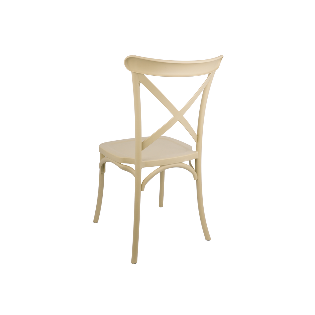 The Elmwood Polypropylene Crossback Caffe Stacking Chair - Sand