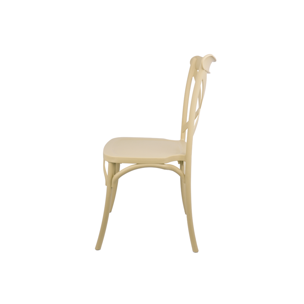 The Elmwood Polypropylene Crossback Caffe Stacking Chair - Sand
