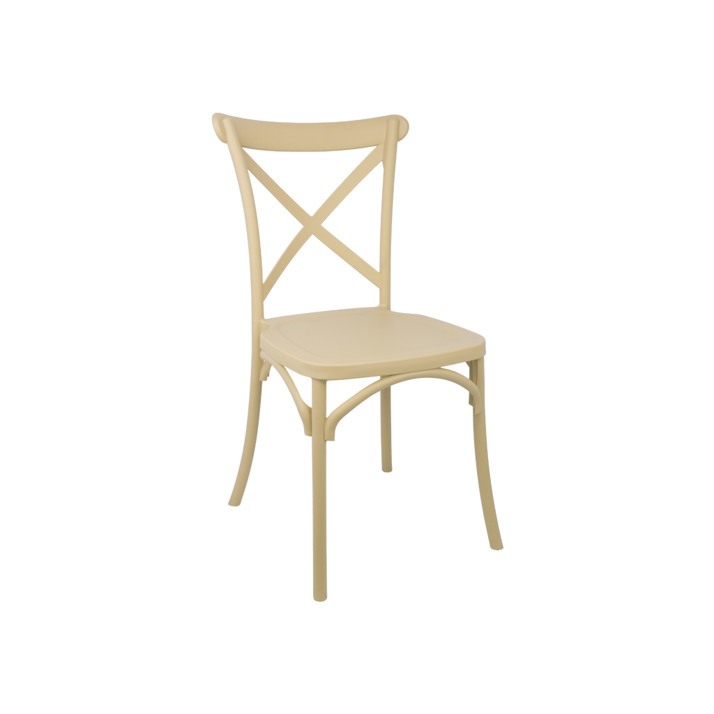 The Elmwood Polypropylene Crossback Caffe Stacking Chair - Sand