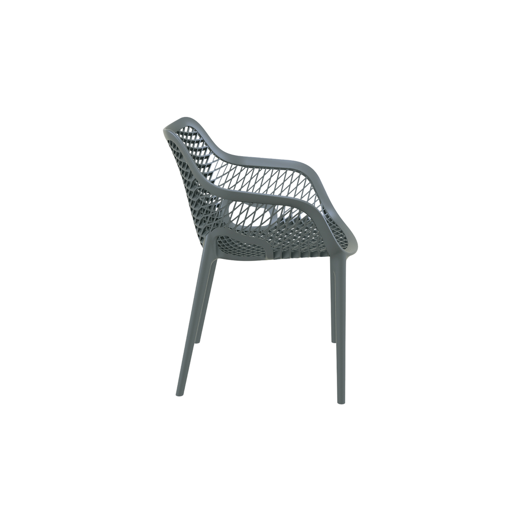 Air XL Armchair Charcoal – Stackable Outdoor Café Chair for Coffee Shops, Patios & Home Gardens