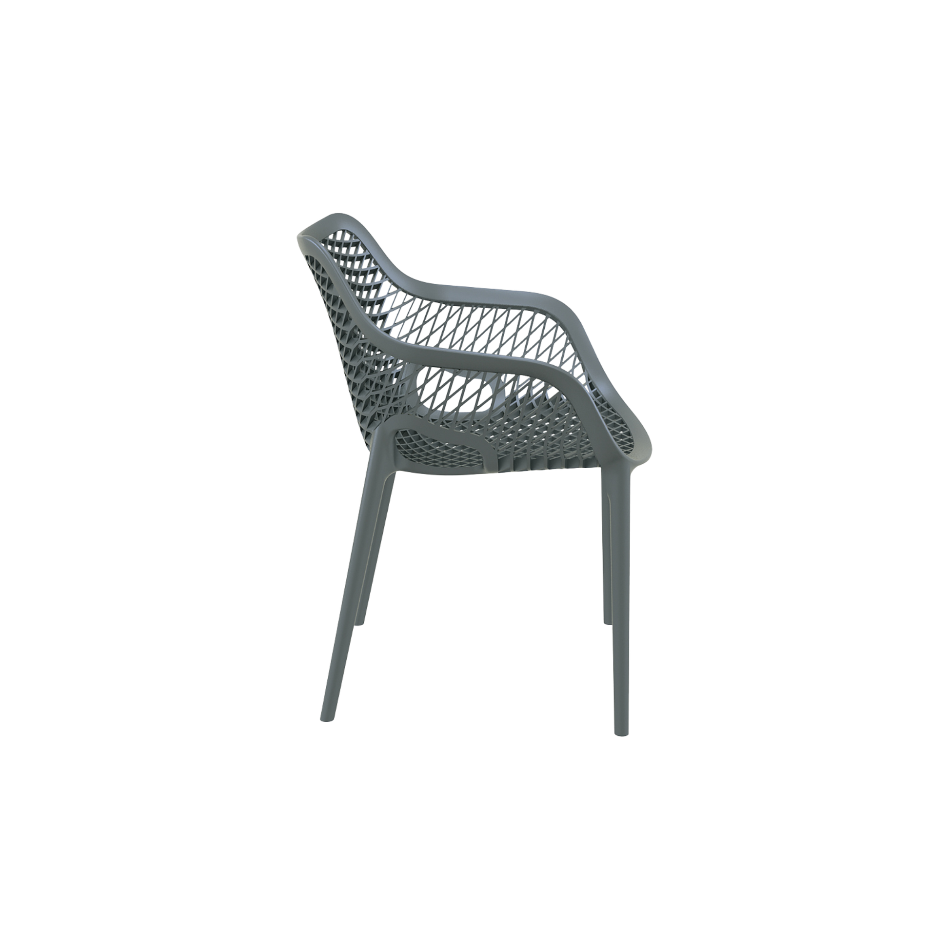 Air XL Armchair Charcoal – Stackable Outdoor Café Chair for Coffee Shops, Patios & Home Gardens