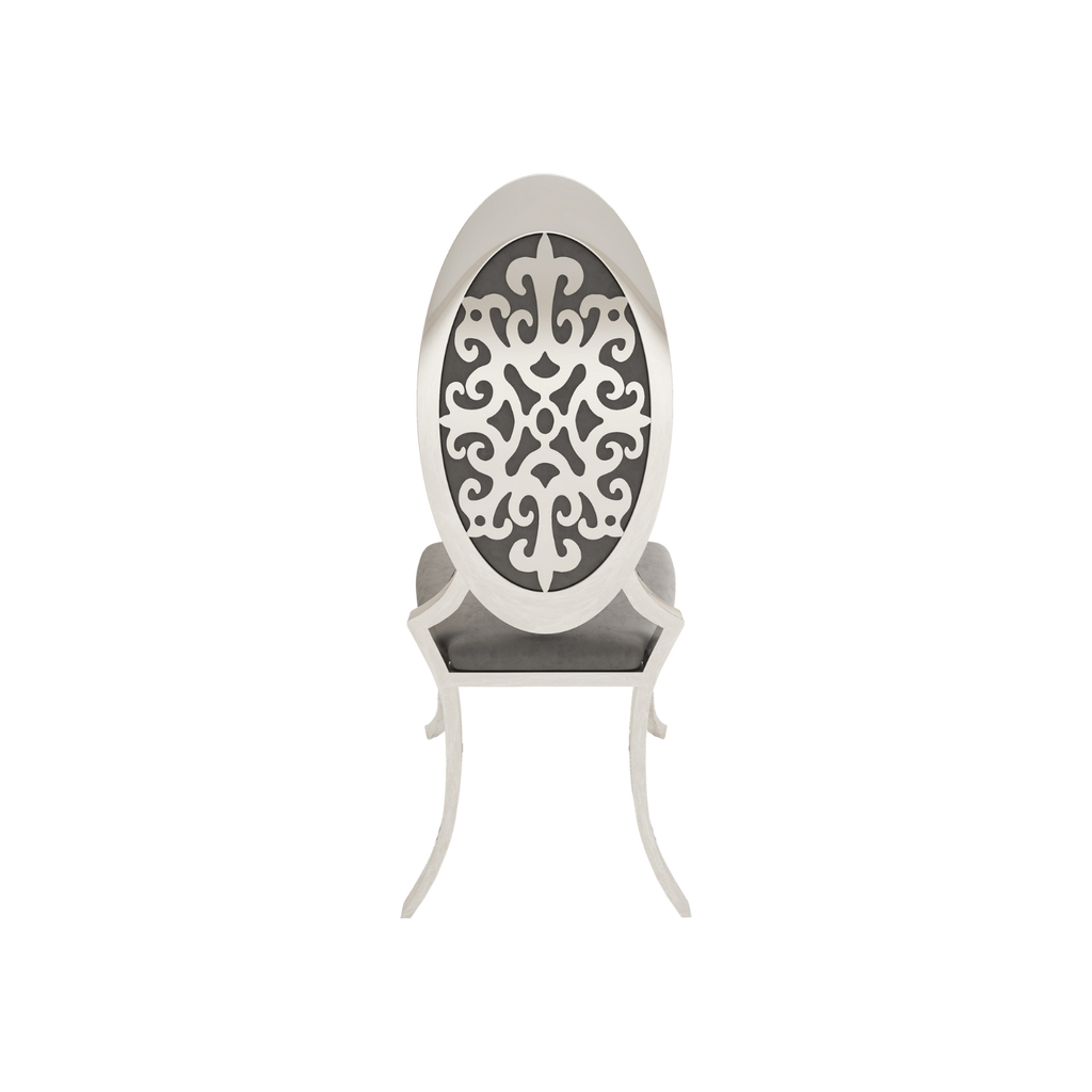 Opal Oval Nova Back Velvet Stacking Chair - Silver