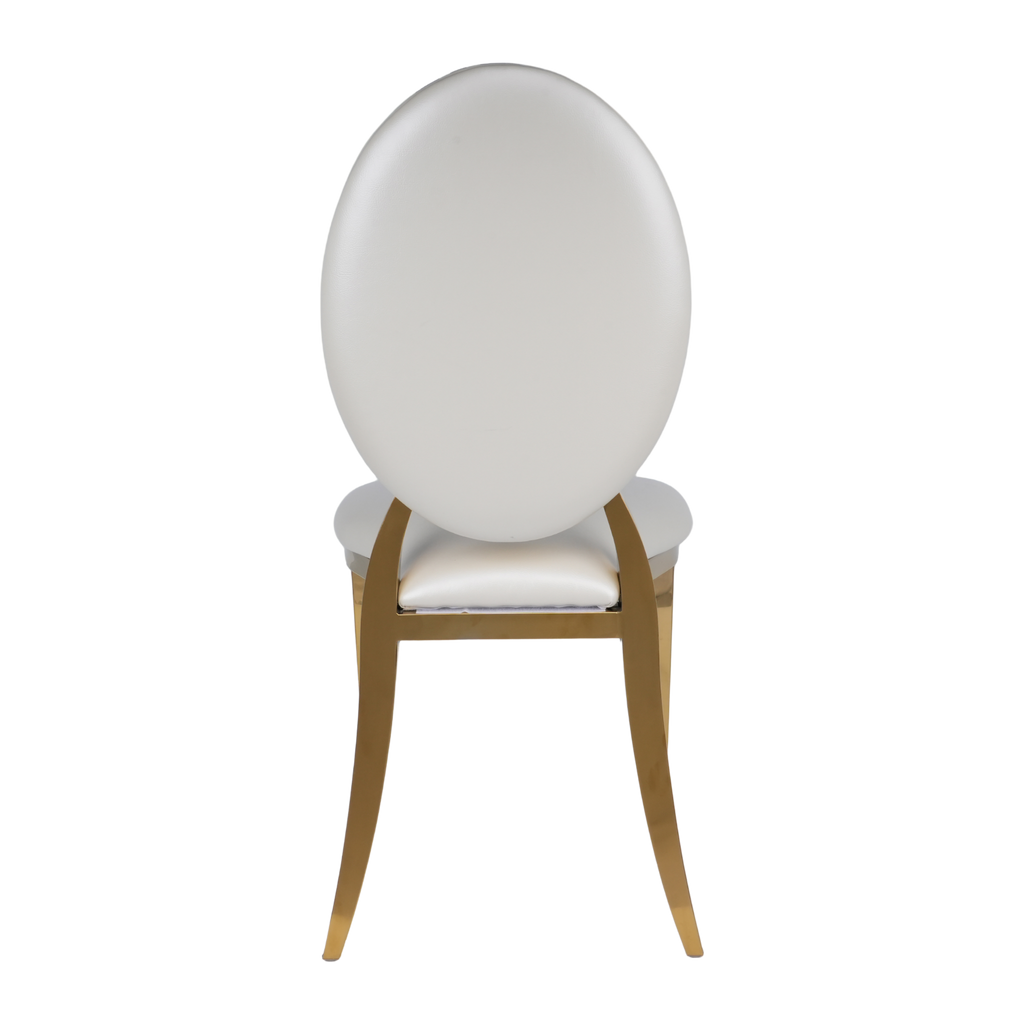 Gold Dior Banqueting Chair Off White – Luxury PU Leather Gloss Finish, Stackable, Event-Ready