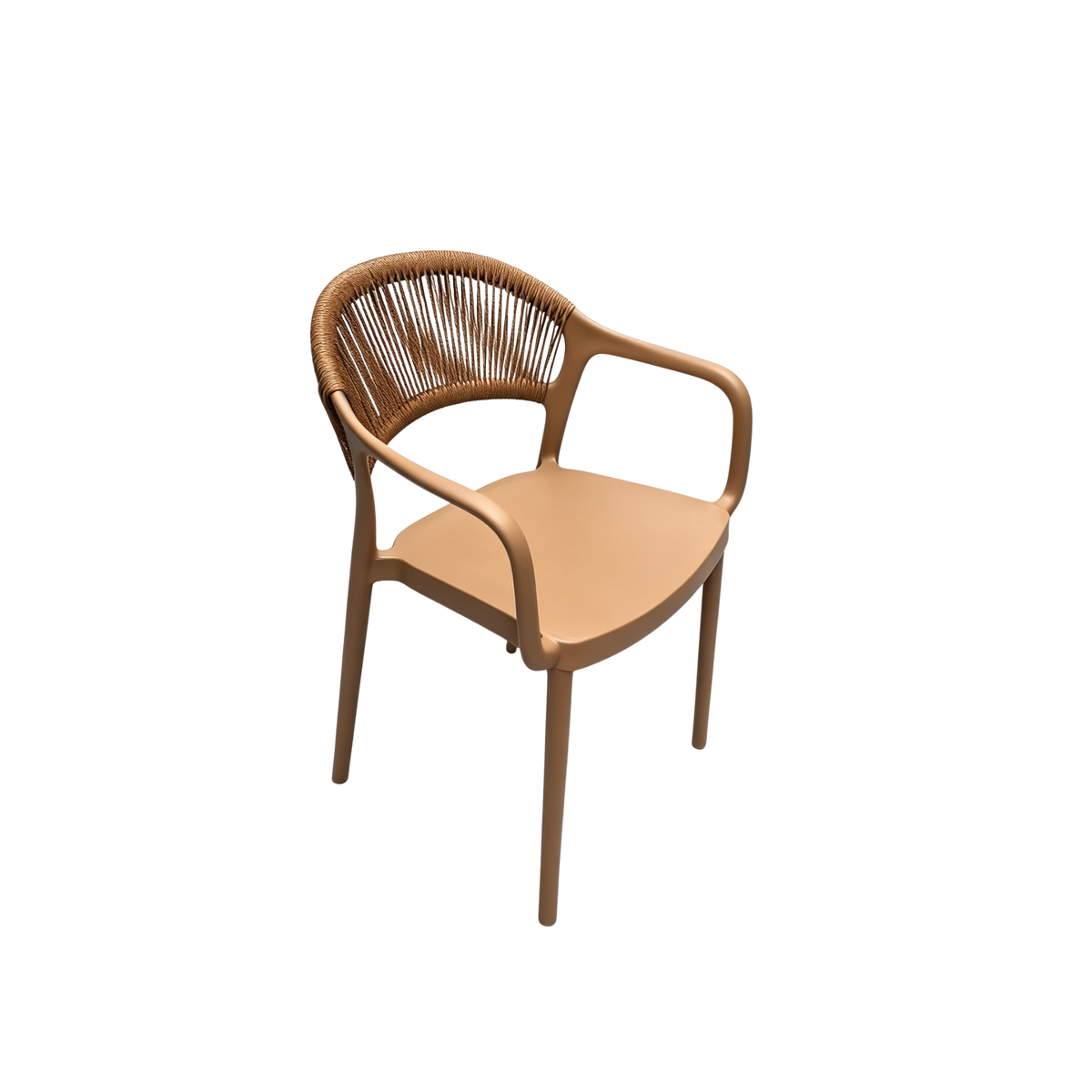 Coastal Rope-Back Polypropylene Armchair Brown – Indoor & Outdoor Café and Garden Chair