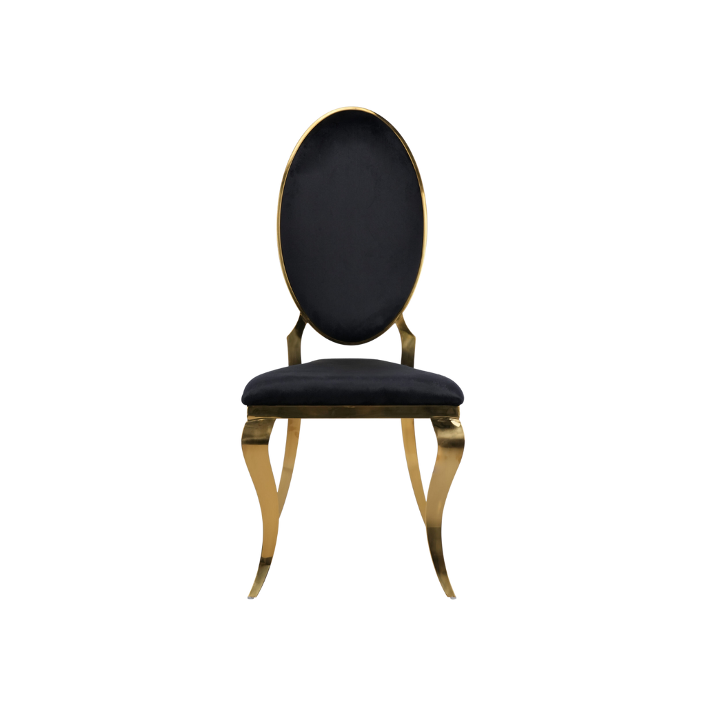 Opal Oval Back Velvet Stacking Chair Black