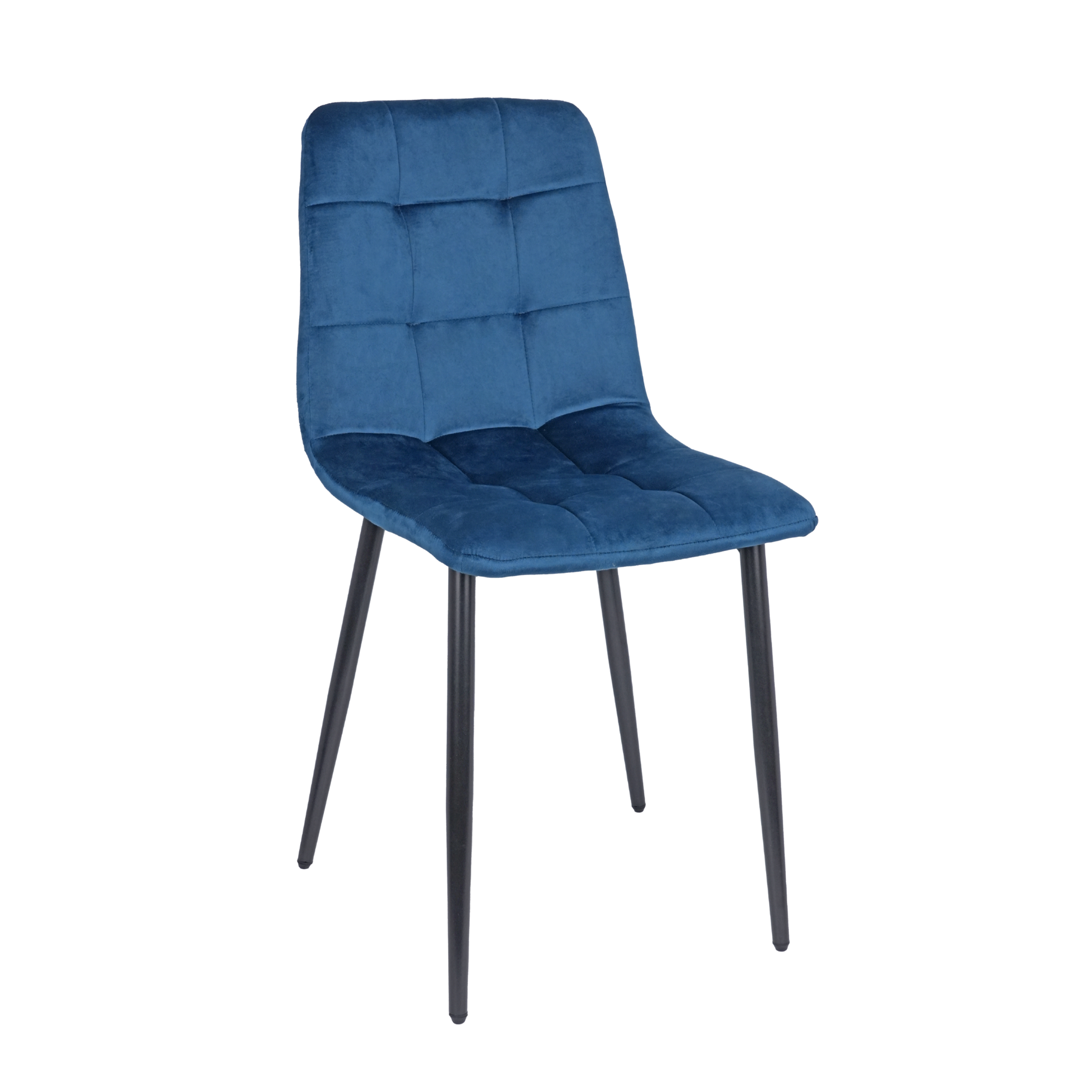 Velvet Dining Chair with Metal Legs Navy Blue