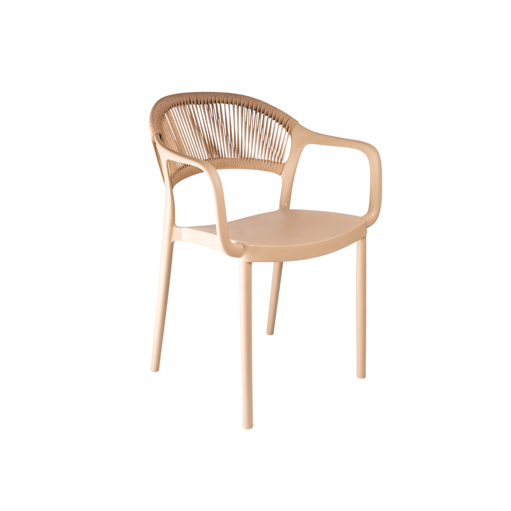 Coastal Rope-Back Polypropylene Armchair Cream – Indoor & Outdoor Café and Garden Chair