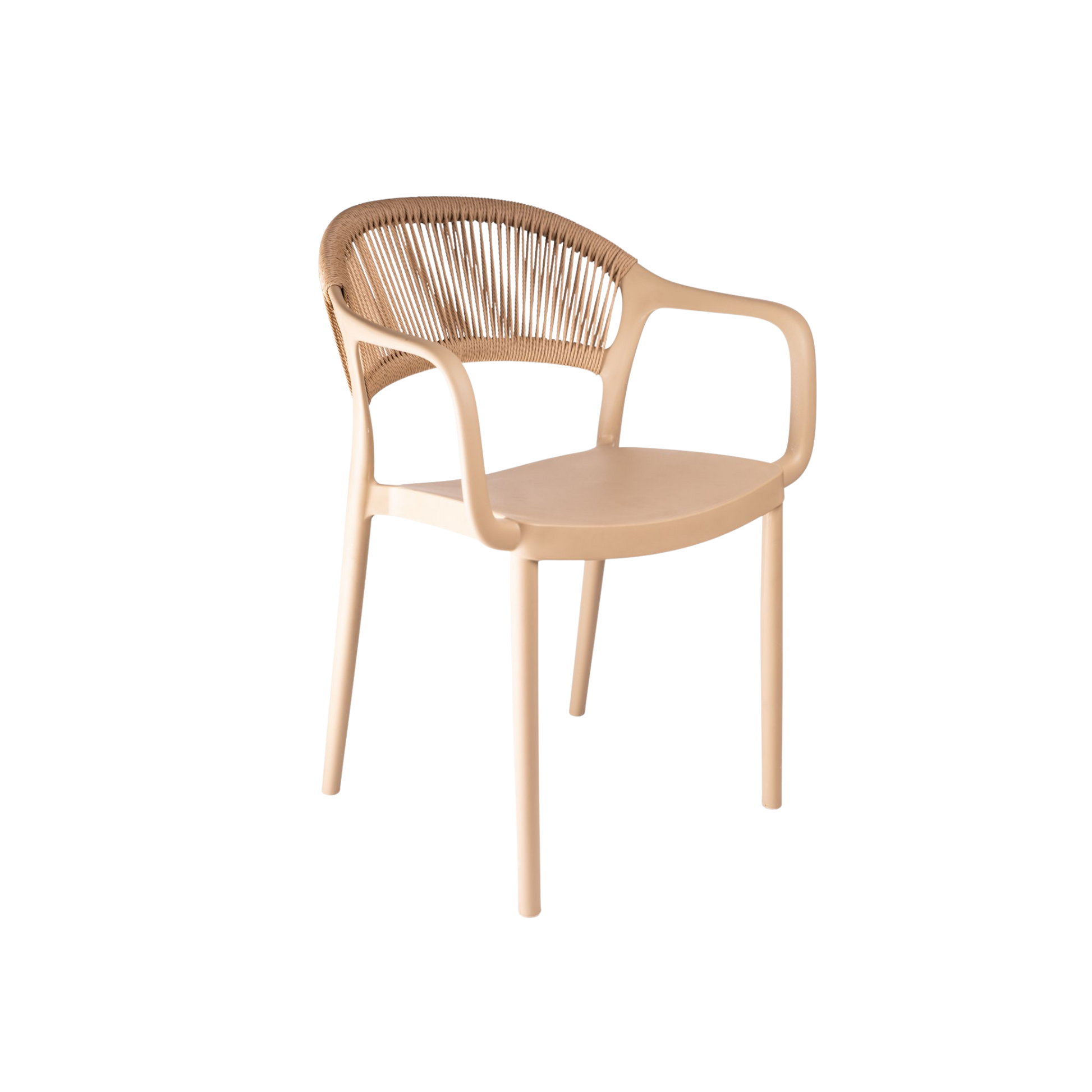 Coastal Rope-Back Polypropylene Armchair Cream – Indoor & Outdoor Café and Garden Chair