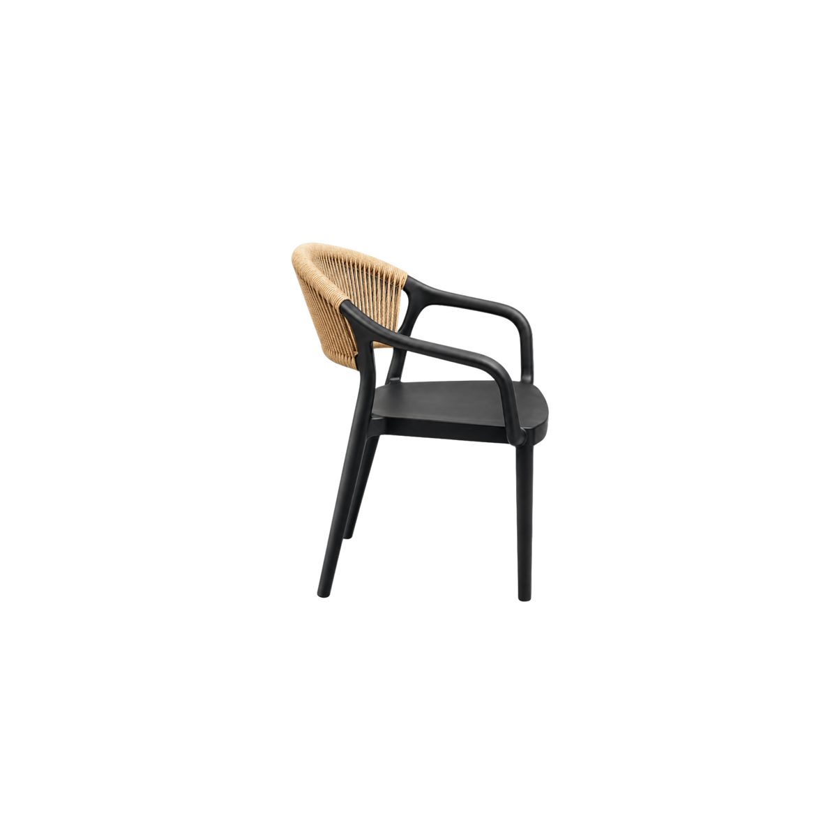 Coastal Rope-Back Polypropylene Armchair Black/Cream – Indoor & Outdoor Café and Garden Chair