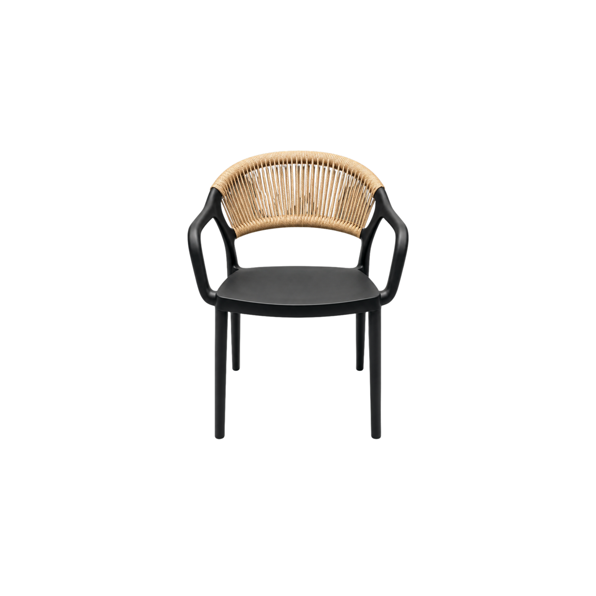 Coastal Rope-Back Polypropylene Armchair Black/Cream – Indoor & Outdoor Café and Garden Chair