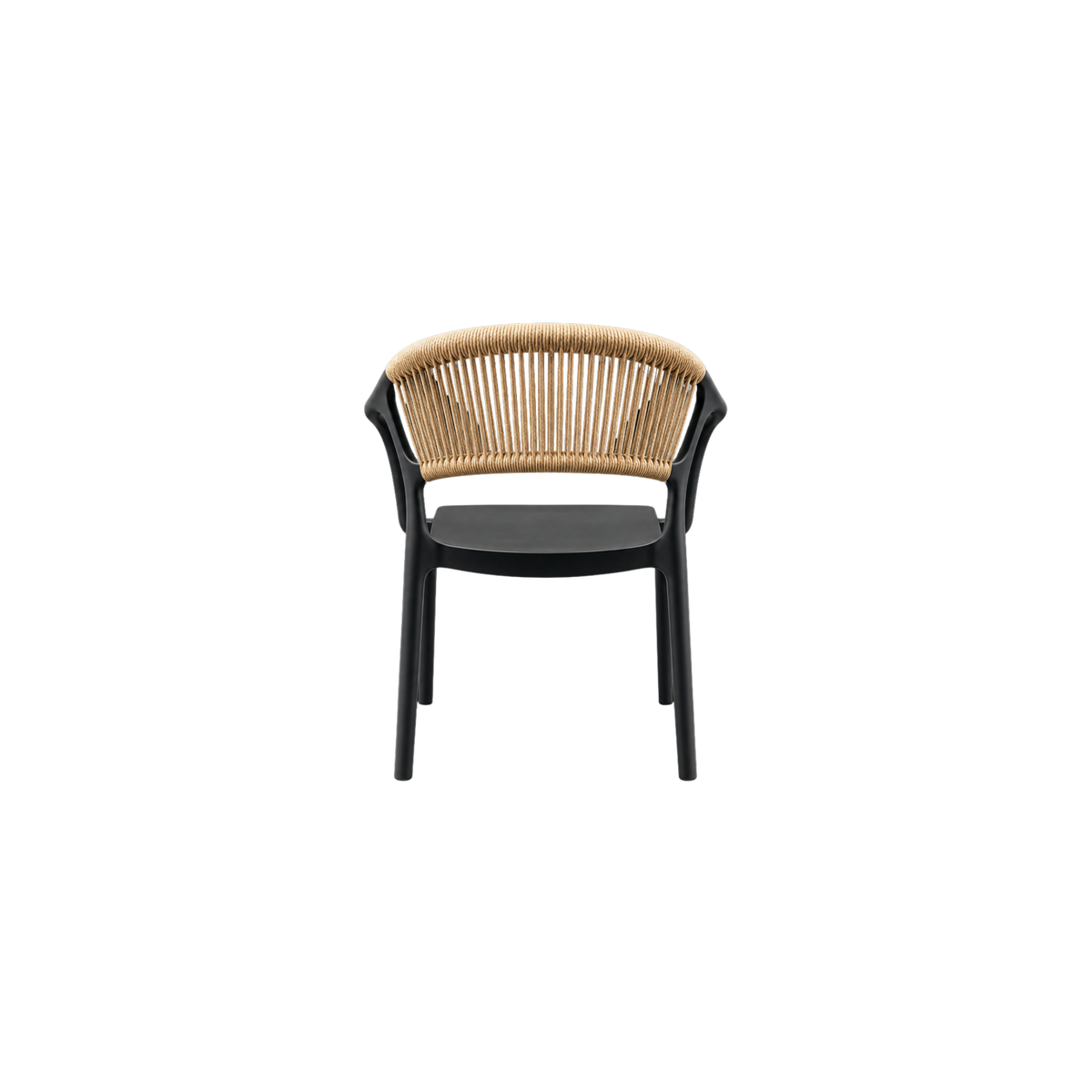 Coastal Rope-Back Polypropylene Armchair Black/Cream – Indoor & Outdoor Café and Garden Chair