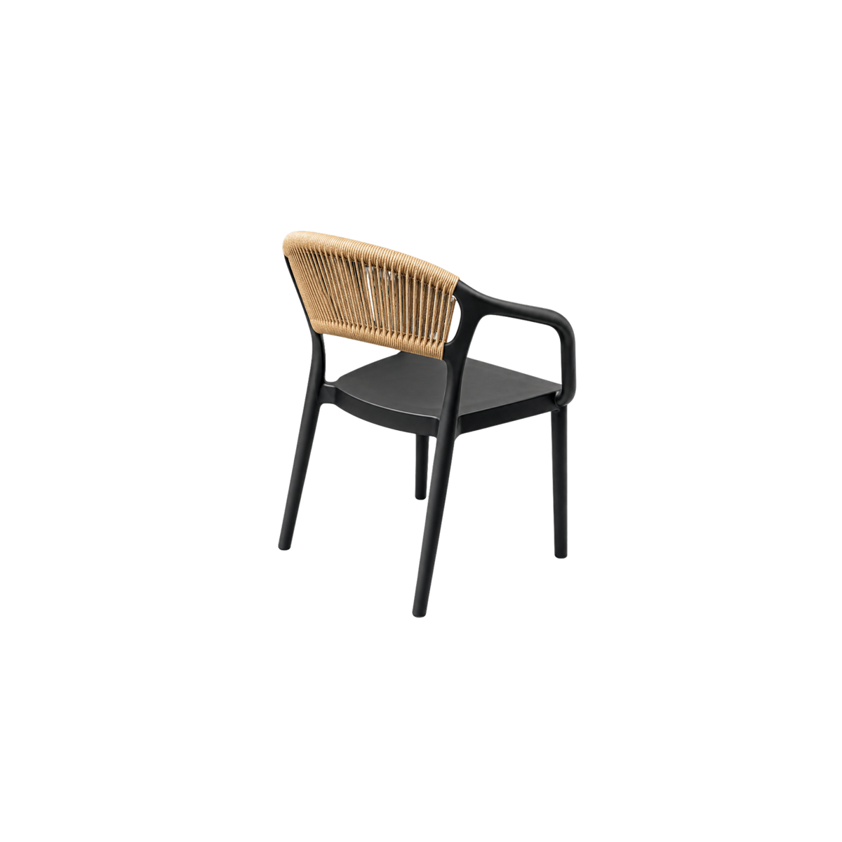 Coastal Rope-Back Polypropylene Armchair Black/Cream – Indoor & Outdoor Café and Garden Chair