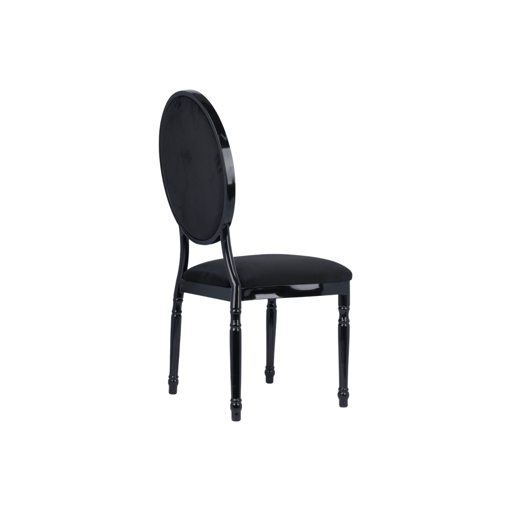 Luxe Velvet Round Back Stacking Chair - Black