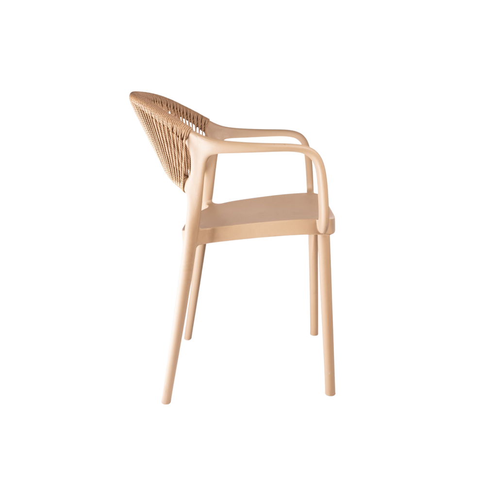 Coastal Rope-Back Polypropylene Armchair Cream – Indoor & Outdoor Café and Garden Chair