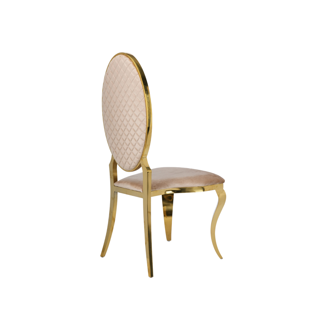 Opal Oval Back Velvet Stacking Chair - Ivory